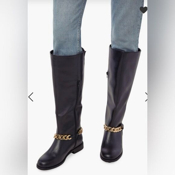 JustFab Shoes - Just Fab Remy Chain Detail Riding Black Boots